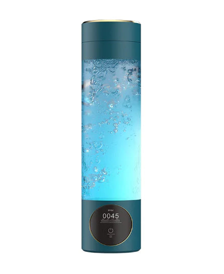 Best hydro water bottle with digital display and blue liquid inside in a sleek design