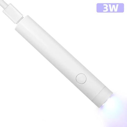 White compact nail lamp for travel with 3W power and USB charging port