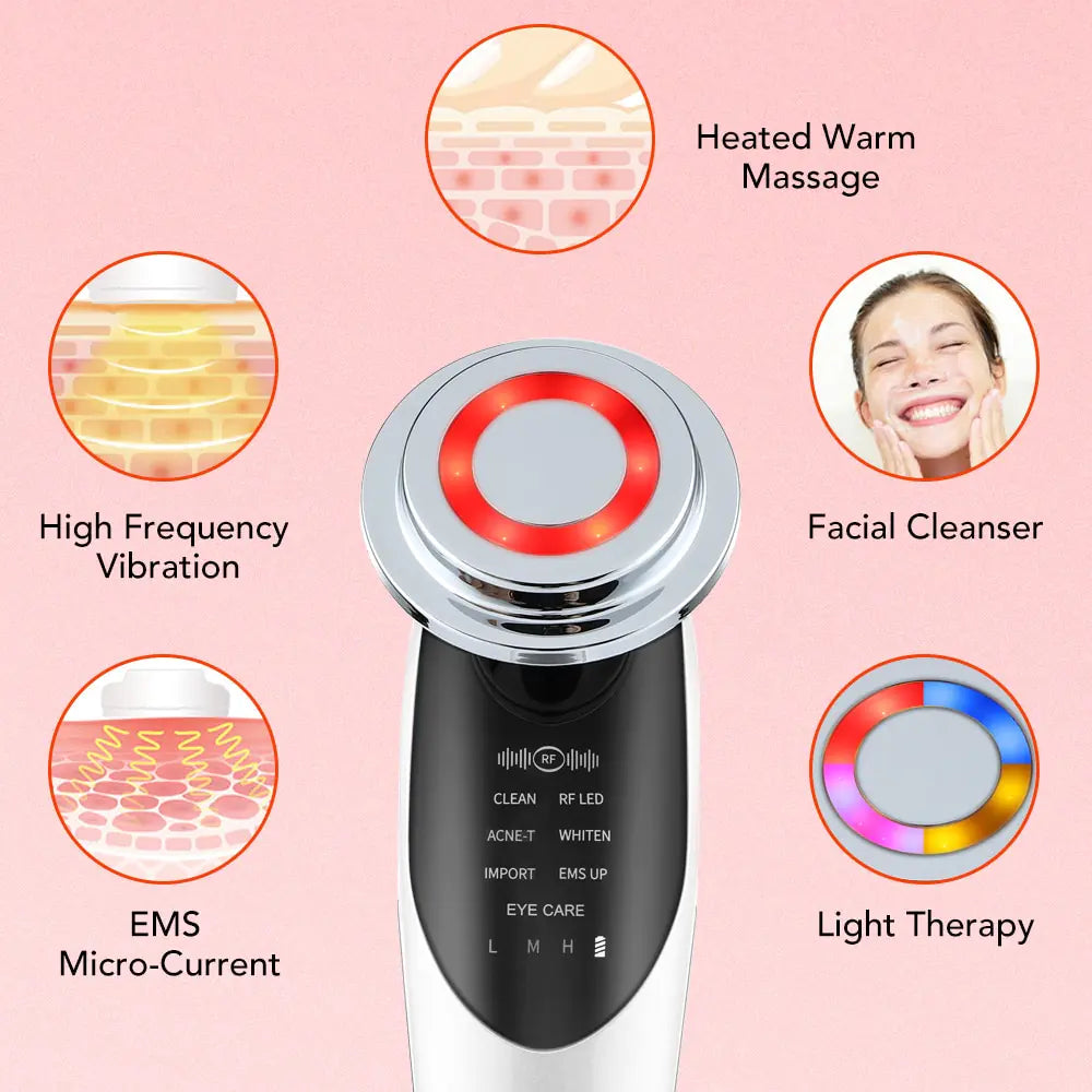 LED facial neck massager with heated warm massage high frequency vibration and light therapy