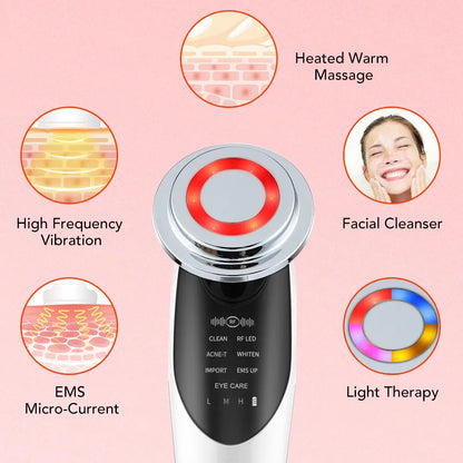 LED facial neck massager with heated warm massage high frequency vibration and light therapy