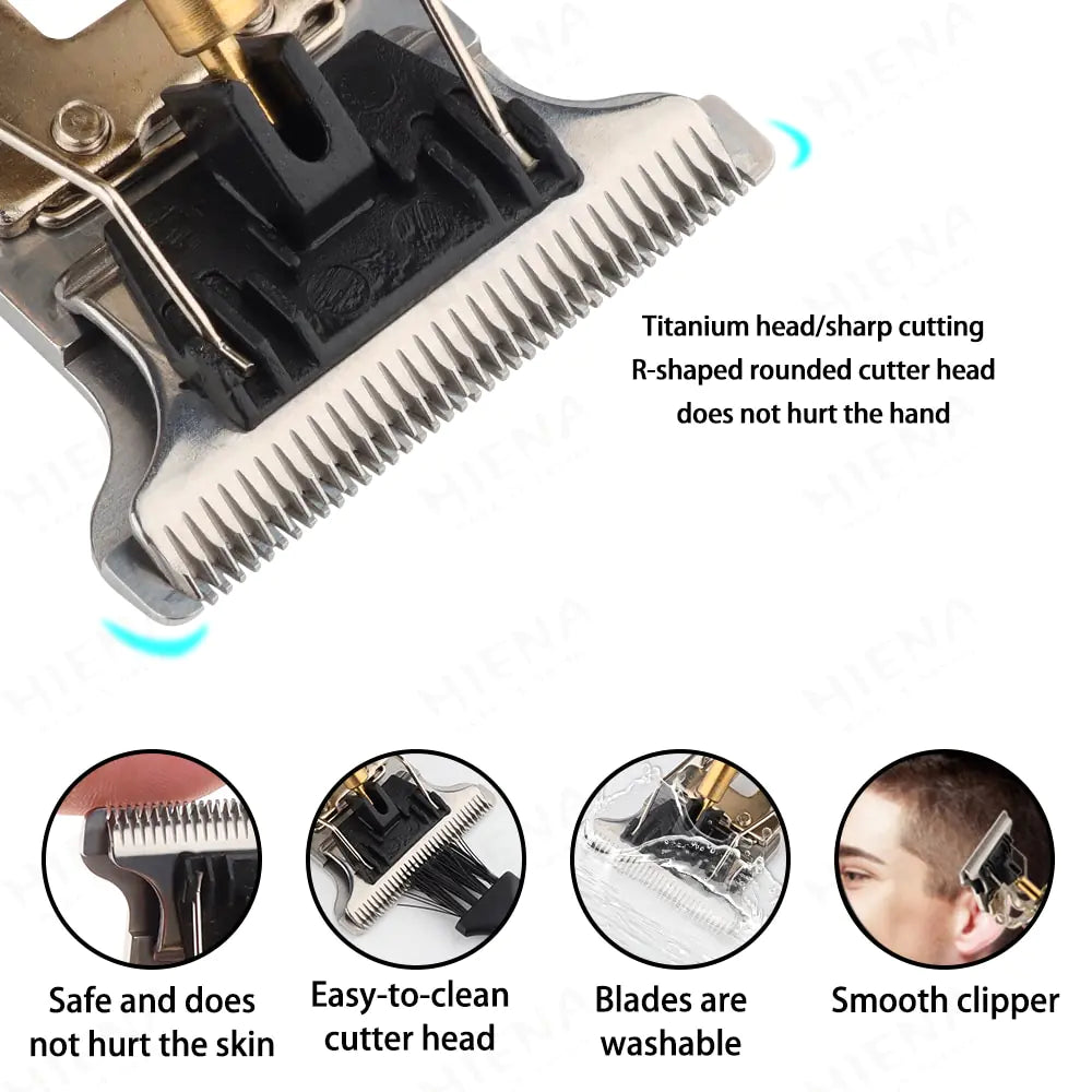 Electric hair trimmer for men with titanium head sharp cutter and easy to clean washable blades