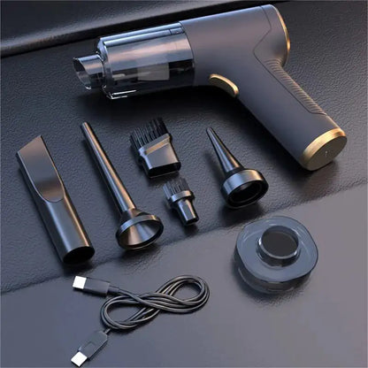 Mini handheld vacuum powerful suction with multiple nozzle attachments and USB charging cable