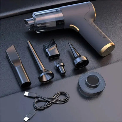 Mini handheld vacuum powerful suction with multiple cleaning attachments and USB charging cable