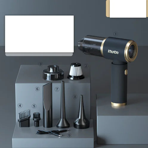 Compact mini handheld vacuum powerful suction with multiple attachments and USB charging cable