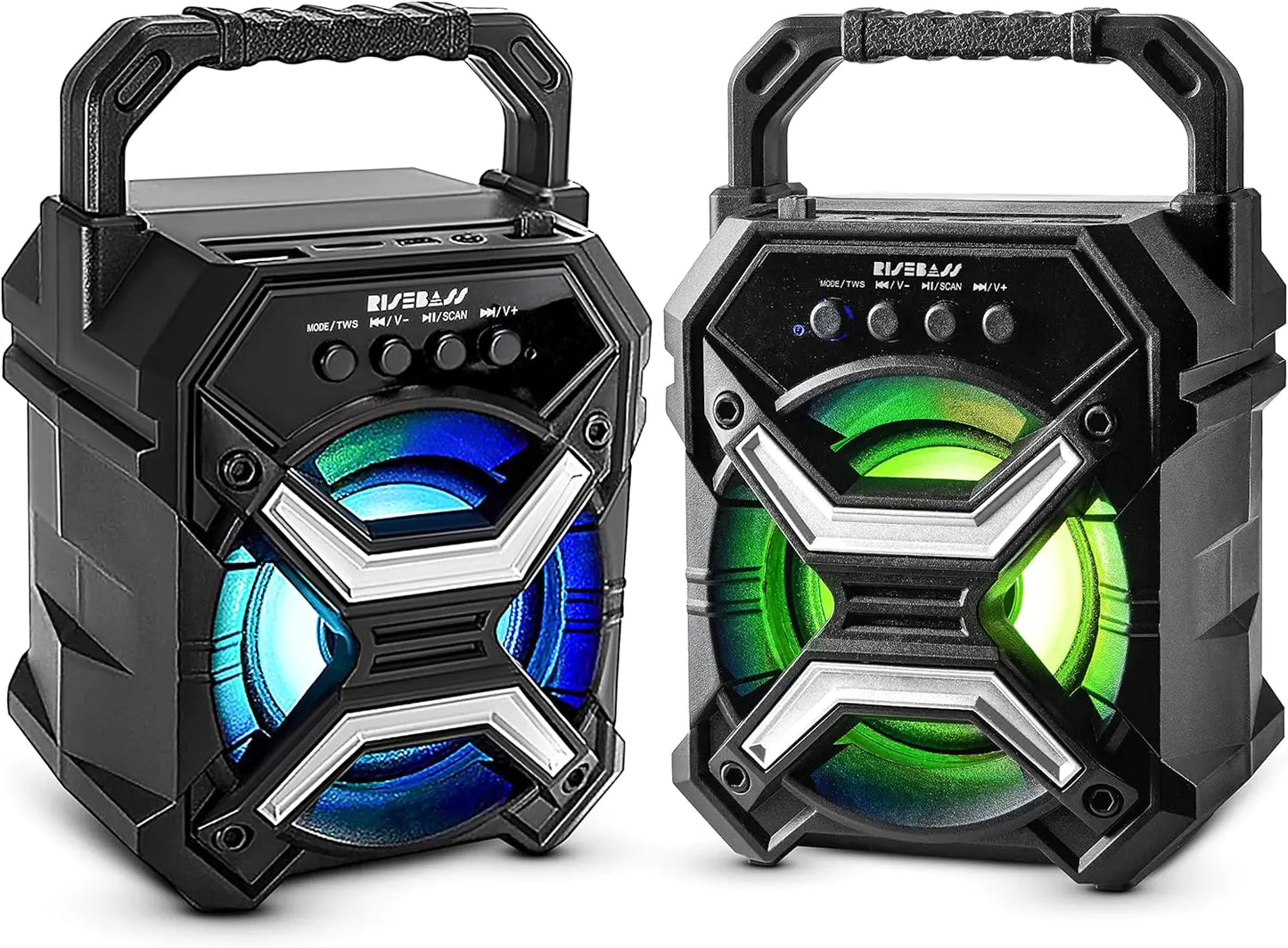 Electronics loud portable wireless speaker with colorful LED lights and rugged handle design
