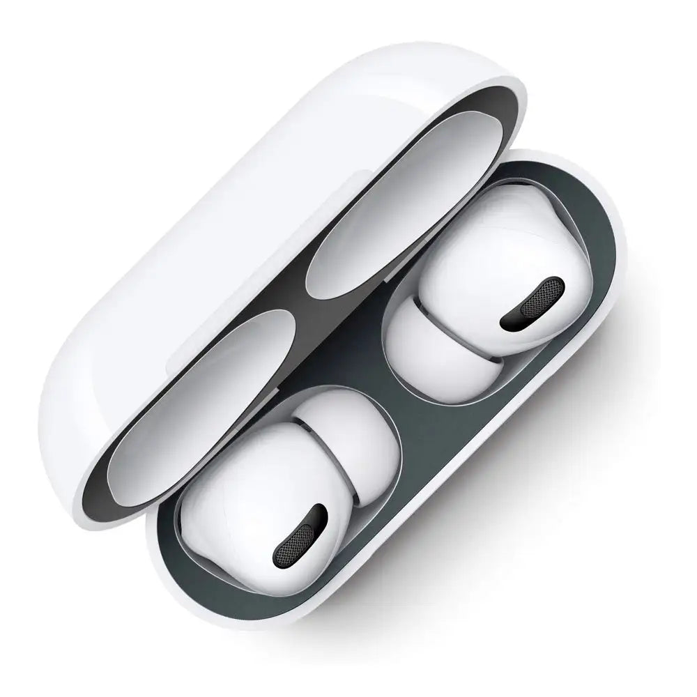 White scratch-resistant AirPods case open showing white wireless earbuds inside