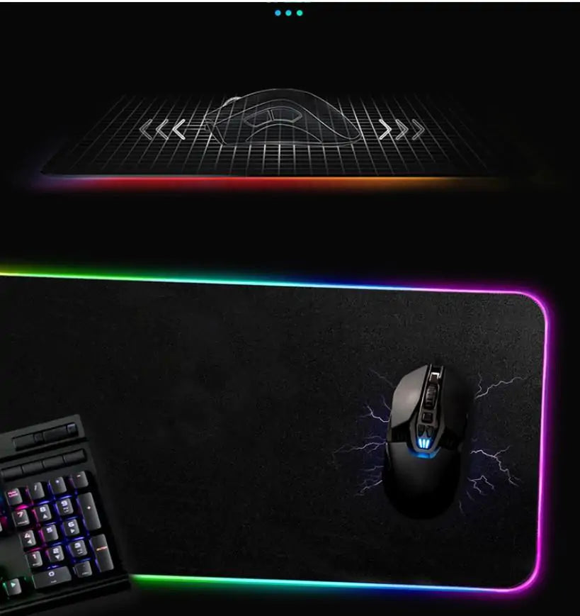 Symphony RGB desk mat with vibrant multicolor lighting and smooth surface for gaming mouse and keyboard