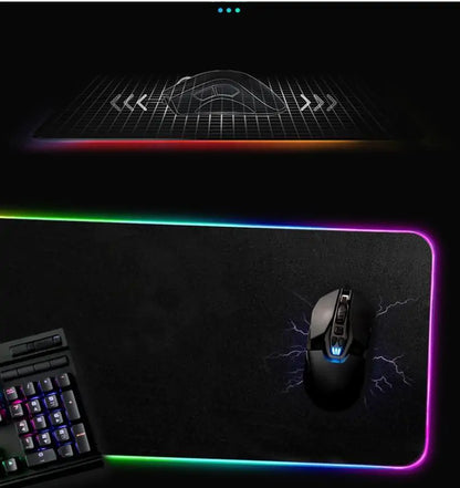 Symphony RGB desk mat with vibrant multicolor lighting and smooth surface for gaming mouse and keyboard