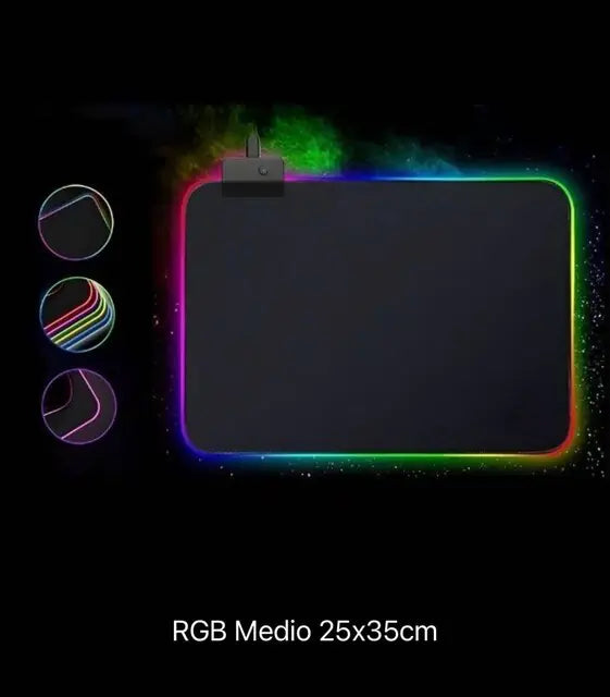 Water-resistant RGB mouse pad with multi-color edge lighting and smooth surface for precise tracking